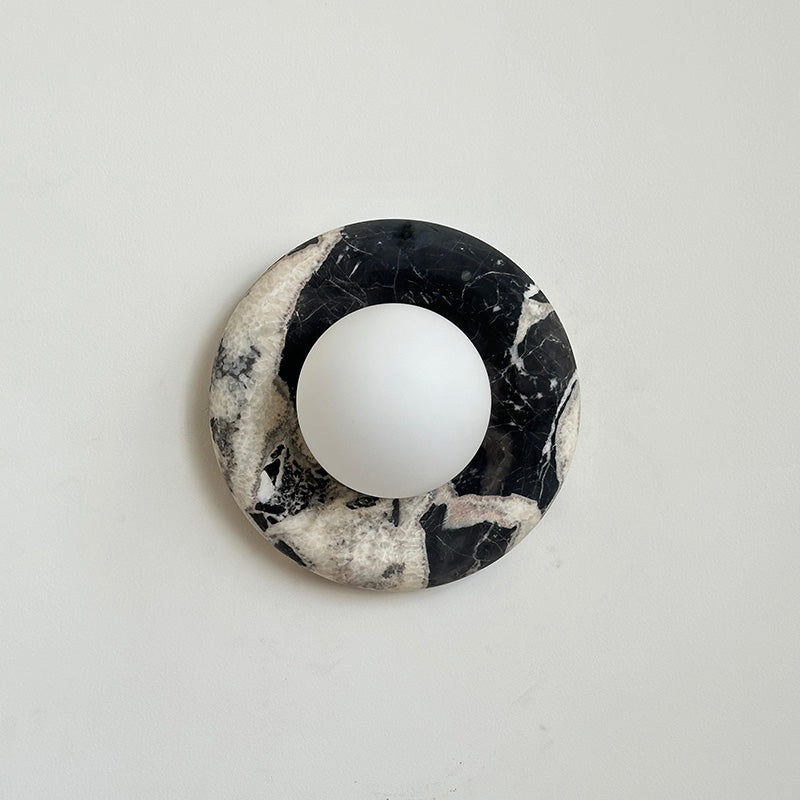 Wall Lamp Marble 7.9 in Round Glass Shade Indoor Bedroom Hallway Modern Sconce Decorative Lighting Fixture | Thomler