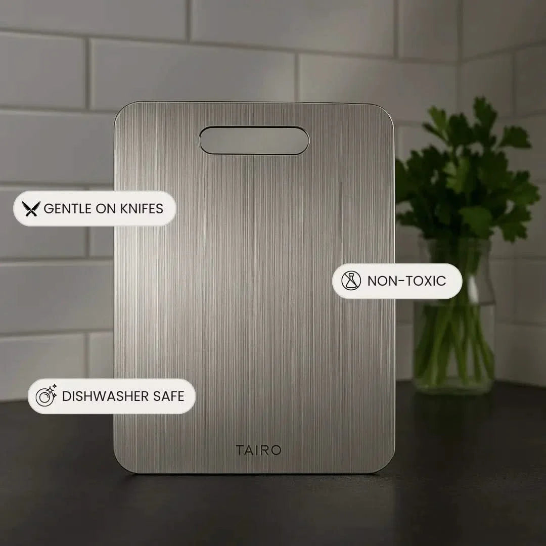 Pure Titanium Food Prep Surface – Antibacterial, Non-Toxic, Knife-Safe Chopping Block for Home Kitchens | Thomler