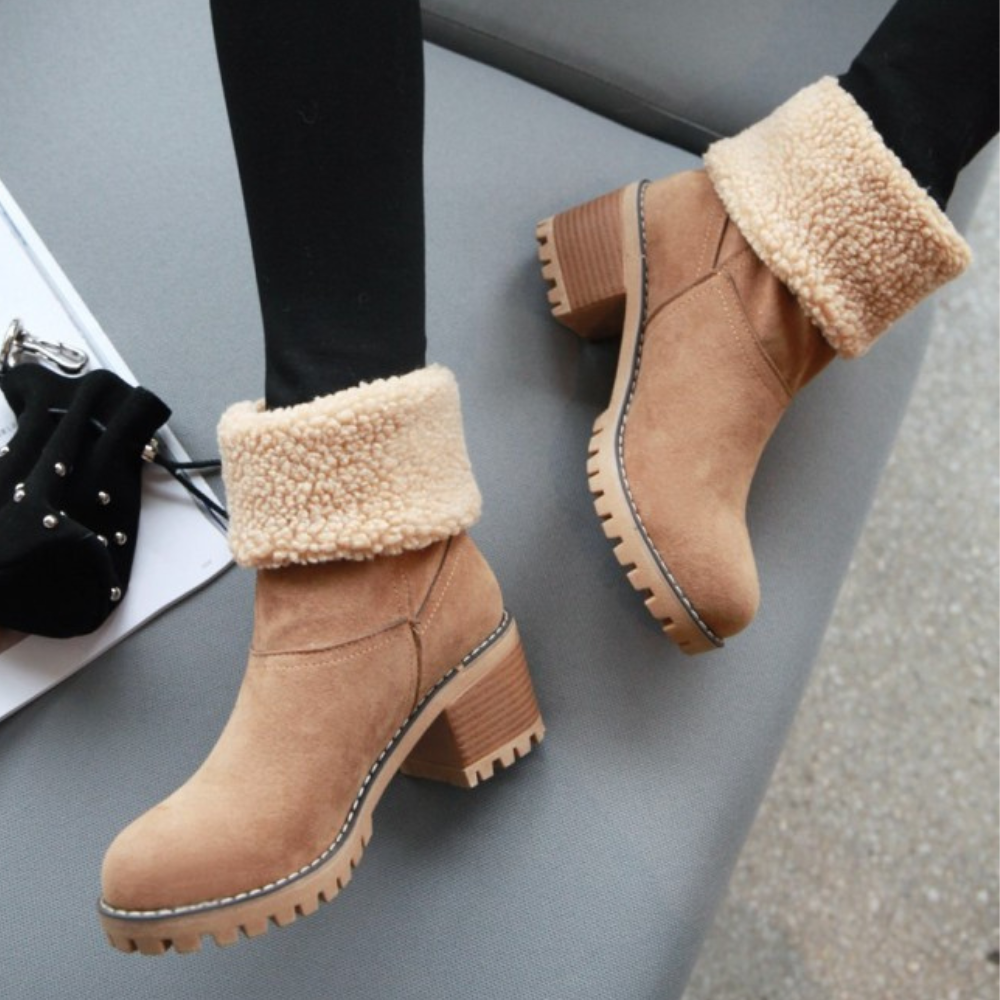 Heeled Ankle Boots with Faux Fur Lining – Winter Fashion Footwear for Women | Thomler