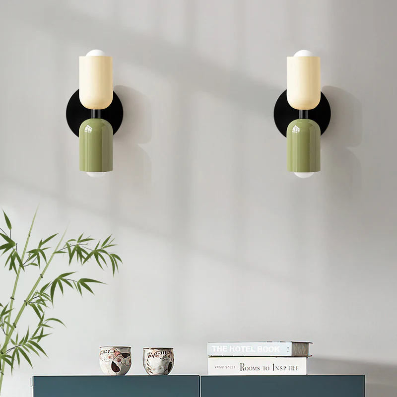 Two-Tone Glass Wall Sconce with Dual Light Uplight Downlight for Bedroom Living Room Hallway Modern Minimalist Home Accent Lighting | Thomler