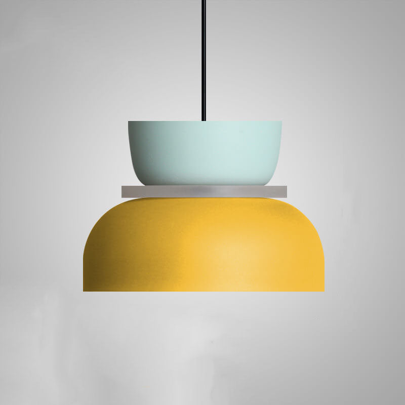 Single-Bulb Metal Hanging Fixture with Adjustable Cord in Vibrant Two-Tone Hues for Kitchen Island Dining Room Bedroom | Thomler
