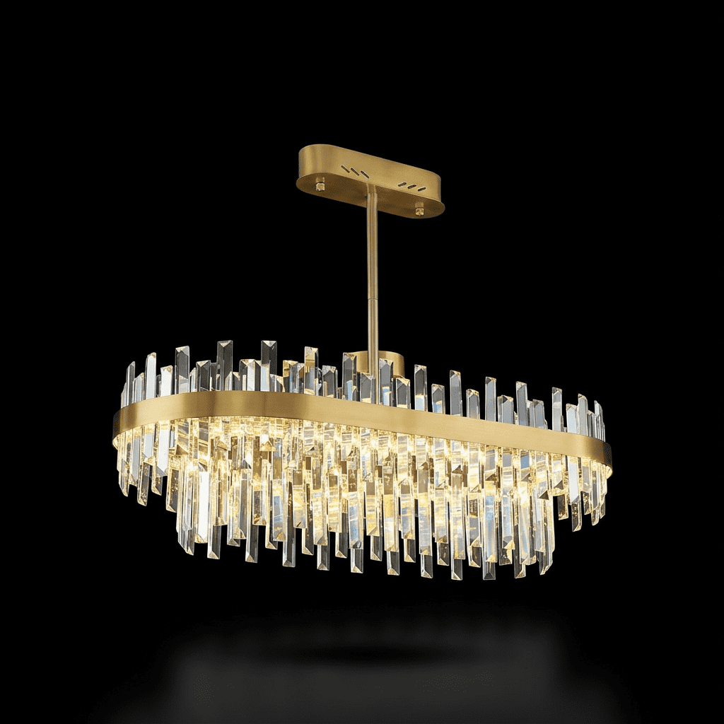 Chandelier Metal K9 Crystal 31.5 in Adjustable Gold Living Room Dining Ceiling Light Luxury Modern Nordic Lighting | Thomler