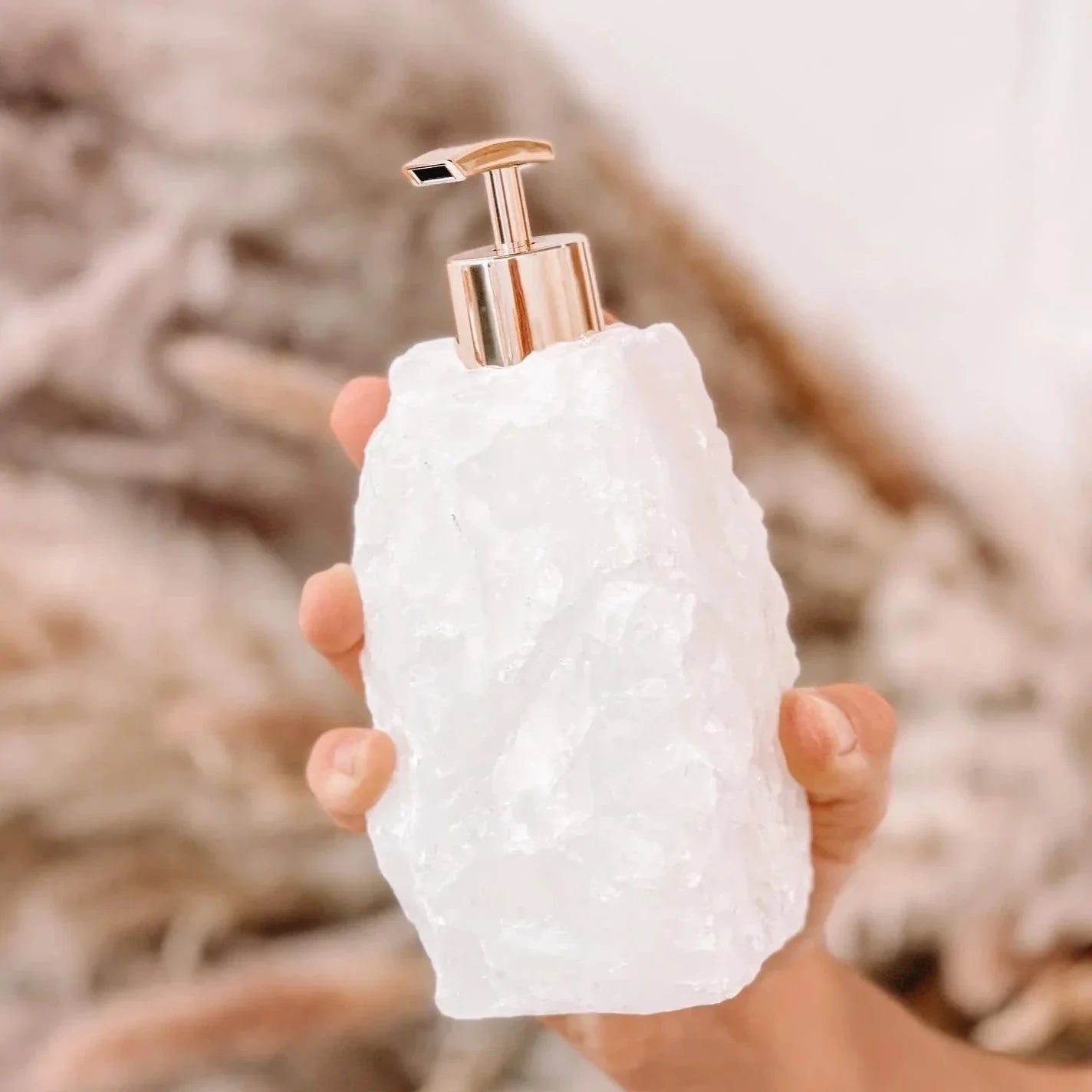 Soap Dispenser Natural Crystal 6 in Handcrafted Bathroom Vanity Luxury Decor 25-35ml | Thomler