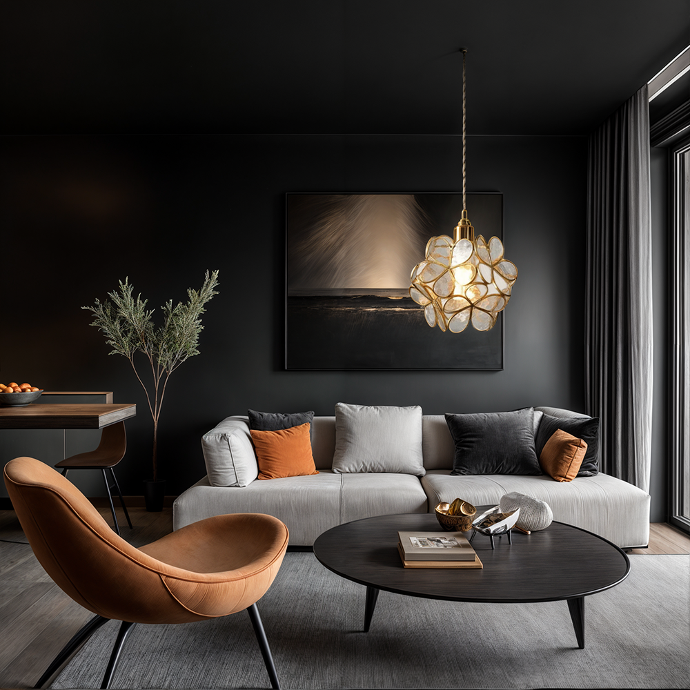 Pendant Light Glass Floral 8.7 in Warm LED Bedroom Kitchen Hanging Ceiling Lamp Adjustable Cord Modern Nordic Style | Thomler