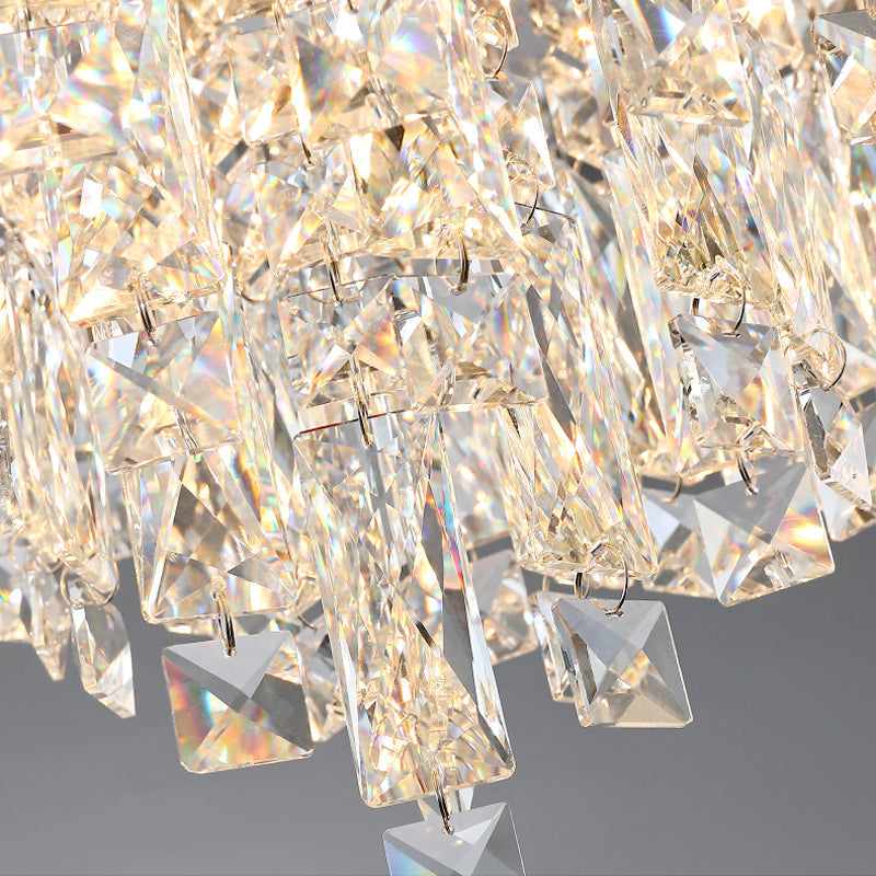 Flush Mount Crystal Ceiling Light Round Chandelier Chrome Finish for Bedroom Living Room Hallway Elegant Lighting Fixture Sparkling | Thomler