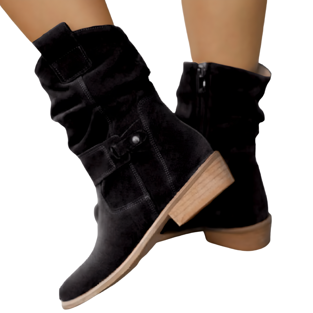 Women's Low Heel Ankle Boots Suede Effect with Cushioned Insole Non-Slip Sole Everyday Fall Booties for Walking Comfort | Thomler