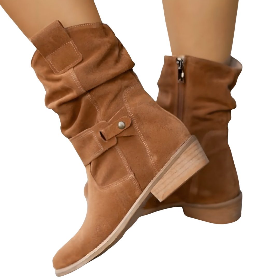 Women's Low Heel Ankle Boots Suede Effect with Cushioned Insole Non-Slip Sole Everyday Fall Booties for Walking Comfort | Thomler