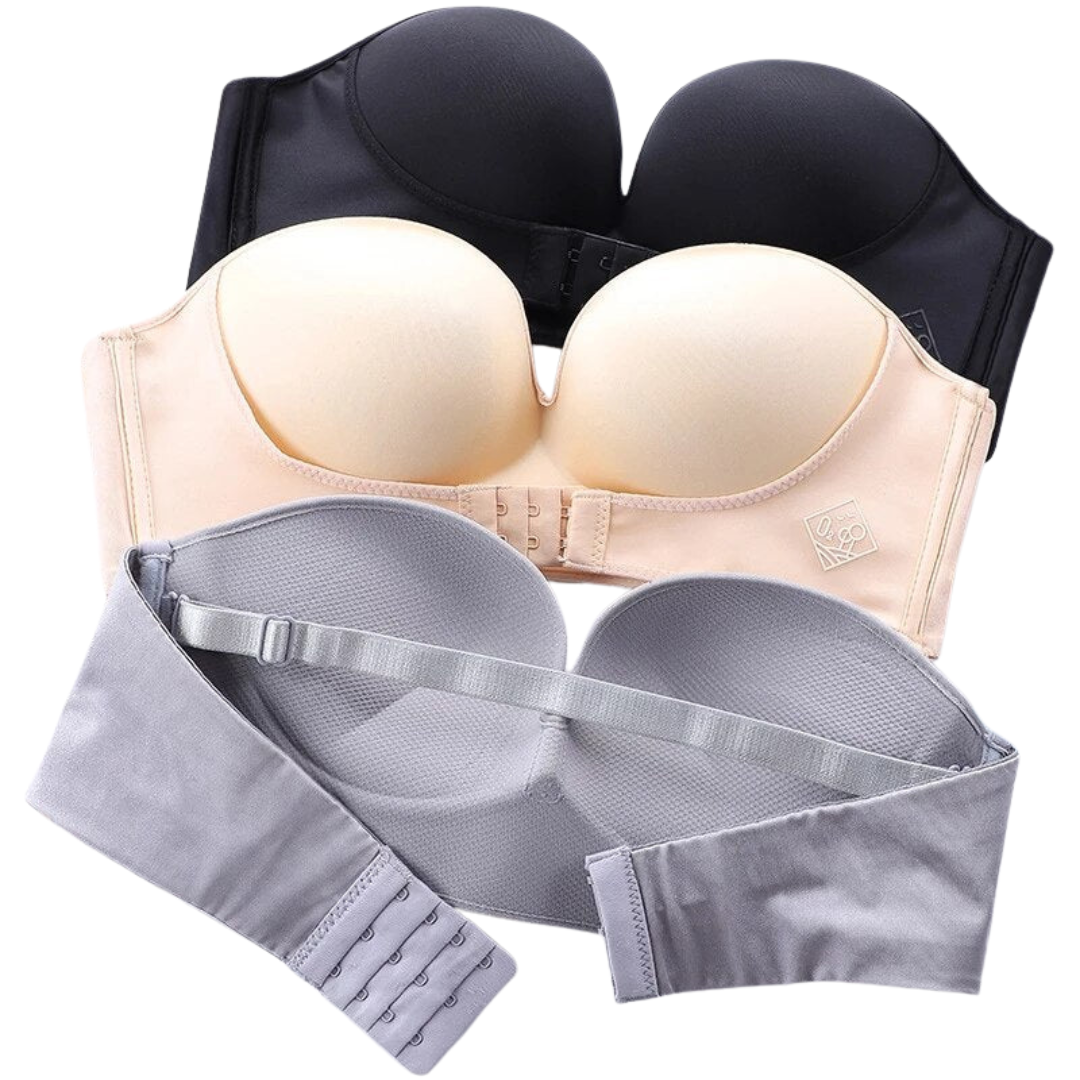 Strapless Bra with Silicone Grip – Seamless Wireless Push-Up for Off-Shoulder Tops, Backless Dresses, Everyday Comfort & Wedding Wear | Thomler