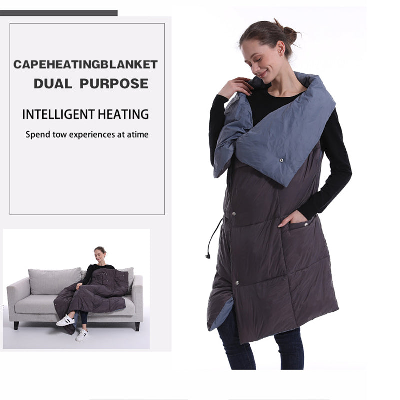 Oversized Hooded Throw Blanket with Sleeves and Foot Pocket Gray Wearable Wrap for Couch Reading TV Lounging | Thomler