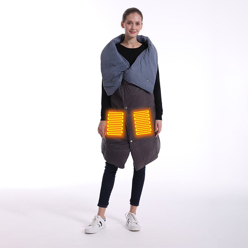 Oversized Hooded Throw Blanket with Sleeves and Foot Pocket Gray Wearable Wrap for Couch Reading TV Lounging | Thomler