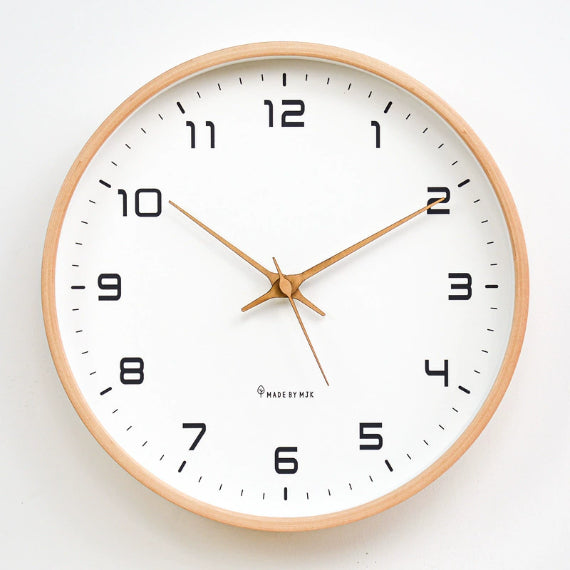Silent Wood Wall Clock Quartz Movement 10 or 12 Inch Diameter Minimalist Home Decor Timepiece for Living Room Bedroom Office | Thomler