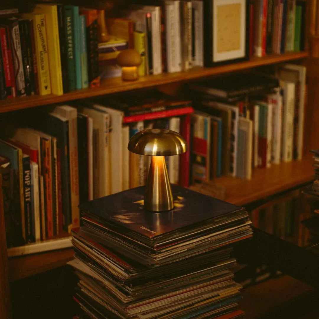 Table Lamp Metal 21.5 cm Wireless Touch Rechargeable Brass Gold Indoor Outdoor Patio Bedside Ambient Lighting USB C | Thomler