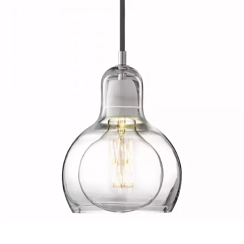 Pendant Light Glass 8 in Clear Warm Glow Living Room Bedroom Dining Room Hanging Lamp | Thomler