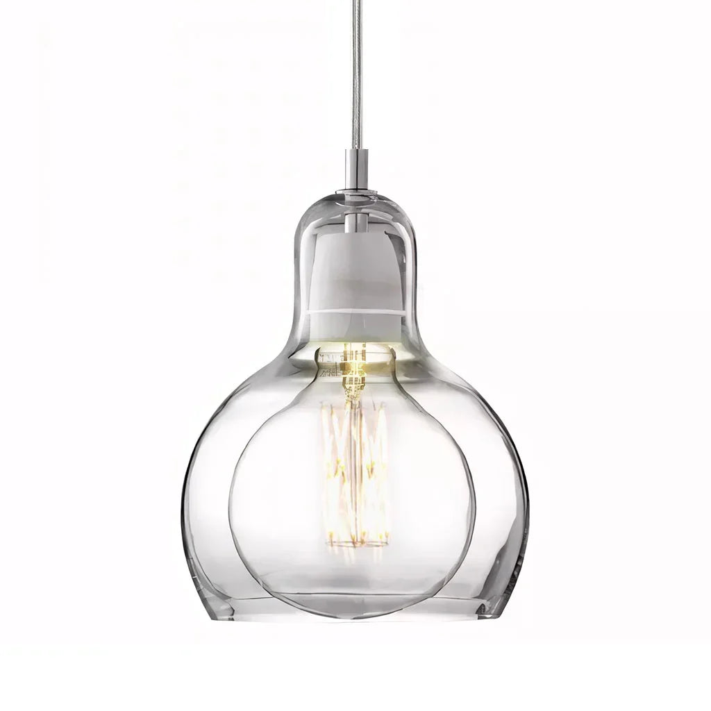 Pendant Light Glass 8 in Clear Warm Glow Living Room Bedroom Dining Room Hanging Lamp | Thomler