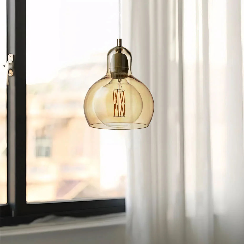 Pendant Light Glass 8 in Clear Warm Glow Living Room Bedroom Dining Room Hanging Lamp | Thomler