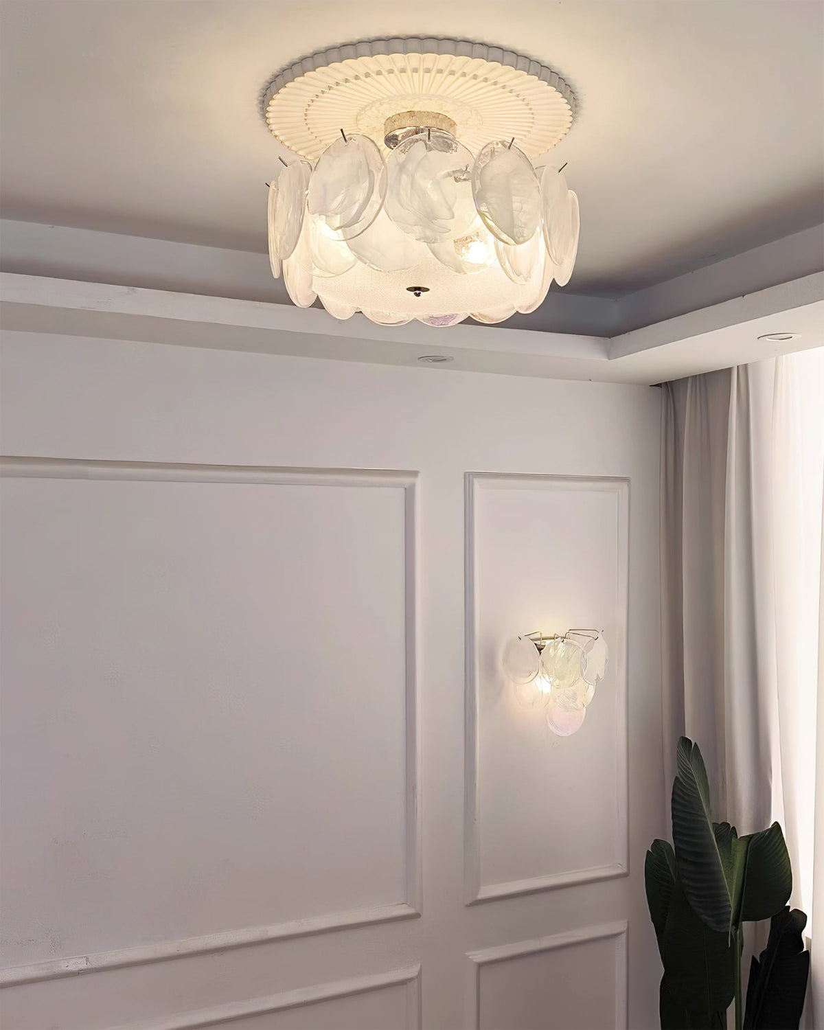 Circular Glass Flush Mount Ceiling Light – Contemporary Metal Frame with Translucent Dome – Available in 4 Colors | Thomler