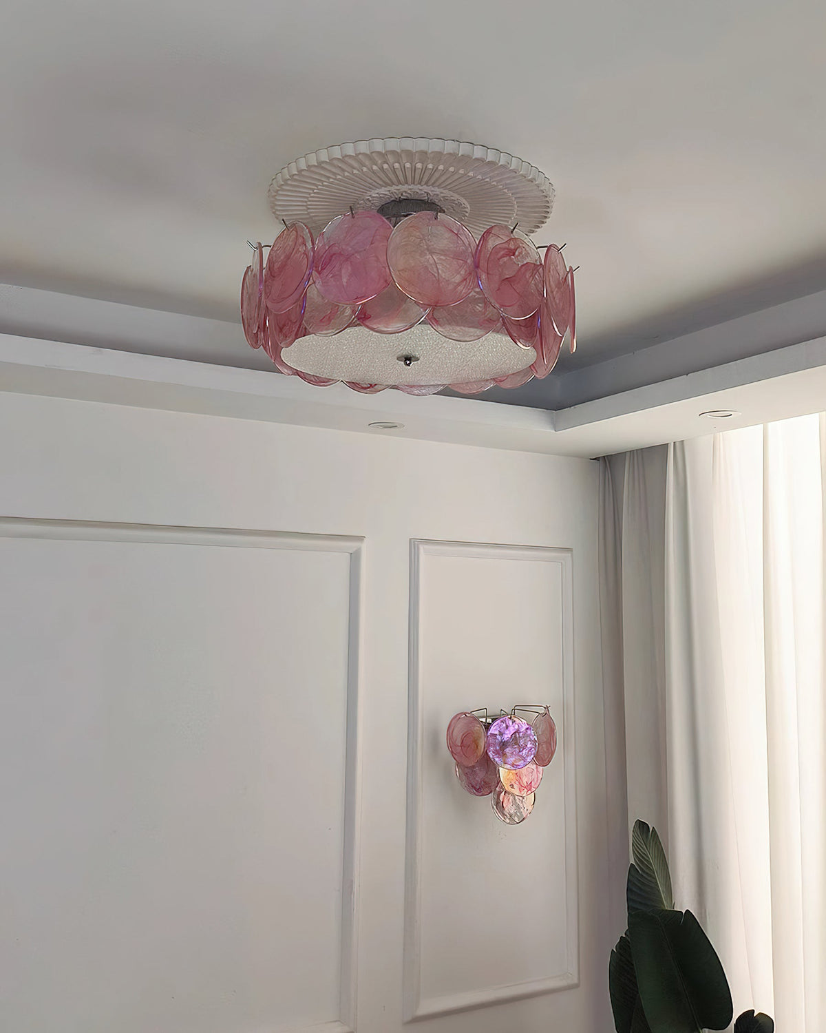Circular Glass Flush Mount Ceiling Light – Contemporary Metal Frame with Translucent Dome – Available in 4 Colors | Thomler