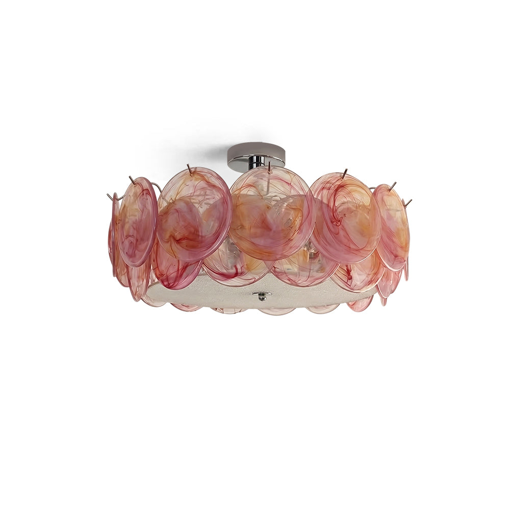 Circular Glass Flush Mount Ceiling Light – Contemporary Metal Frame with Translucent Dome – Available in 4 Colors | Thomler