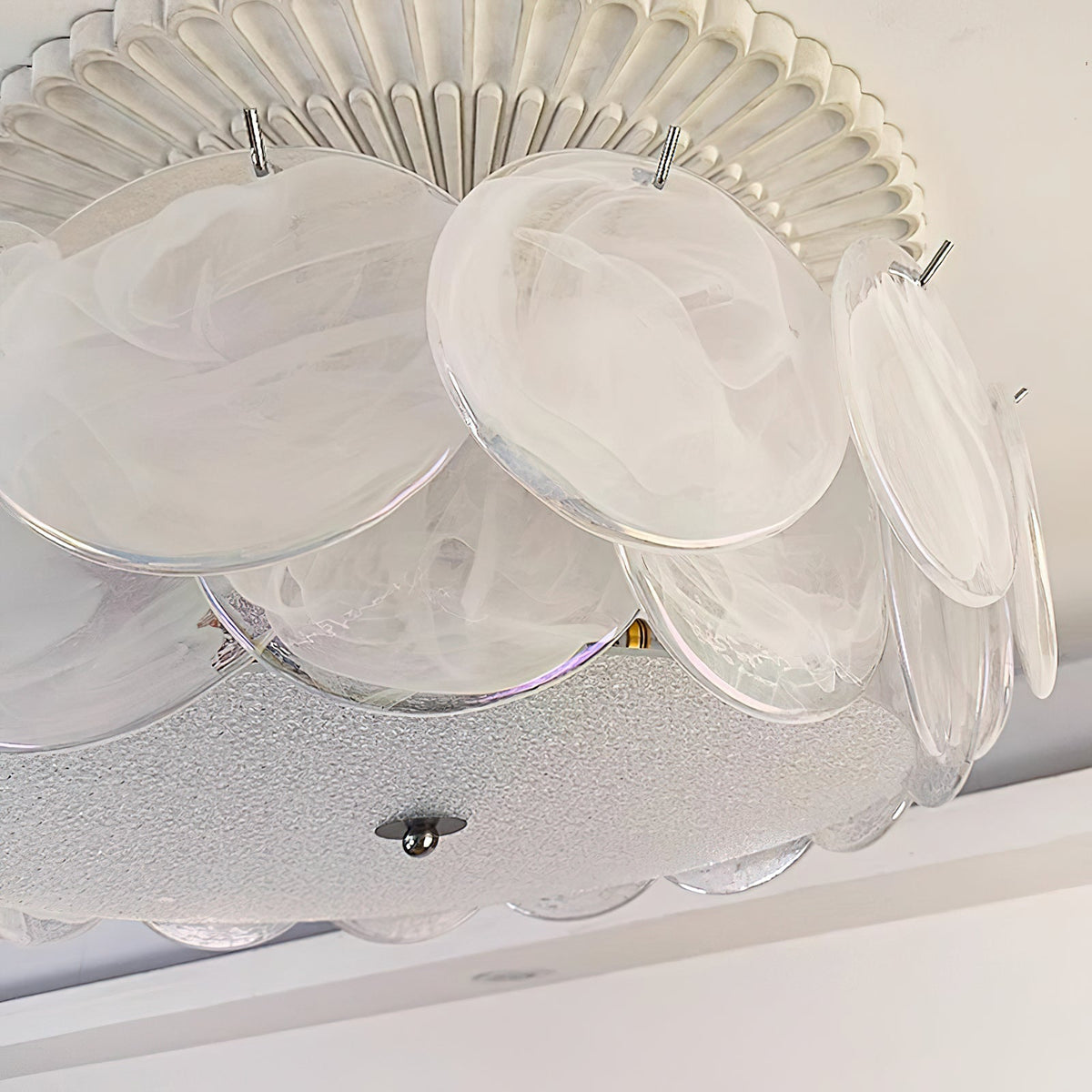 Circular Glass Flush Mount Ceiling Light – Contemporary Metal Frame with Translucent Dome – Available in 4 Colors | Thomler