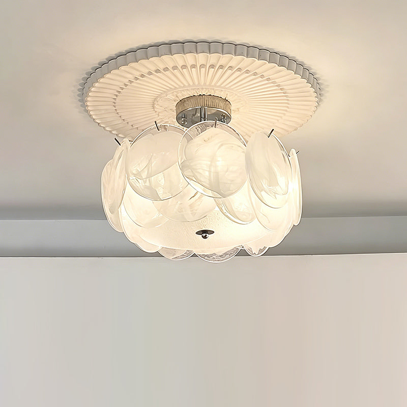 Circular Glass Flush Mount Ceiling Light – Contemporary Metal Frame with Translucent Dome – Available in 4 Colors | Thomler