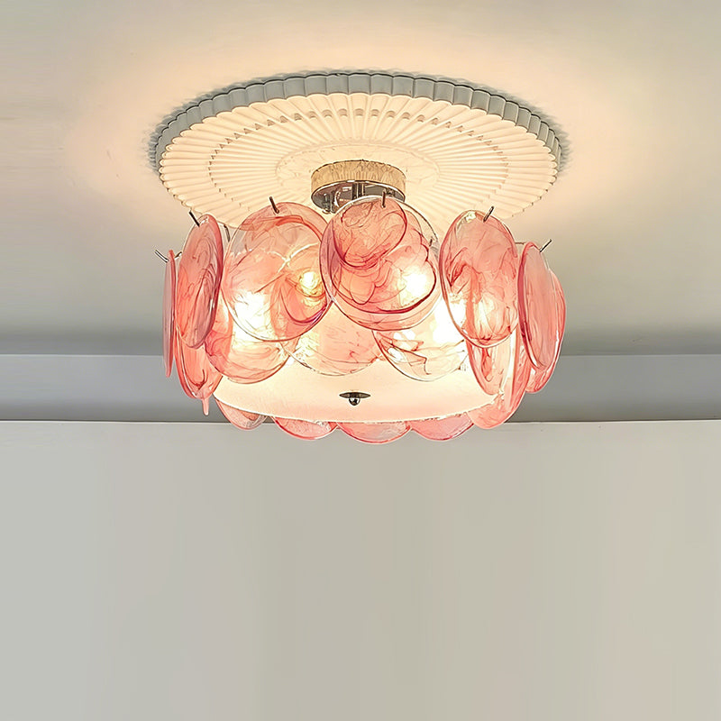 Circular Glass Flush Mount Ceiling Light – Contemporary Metal Frame with Translucent Dome – Available in 4 Colors | Thomler