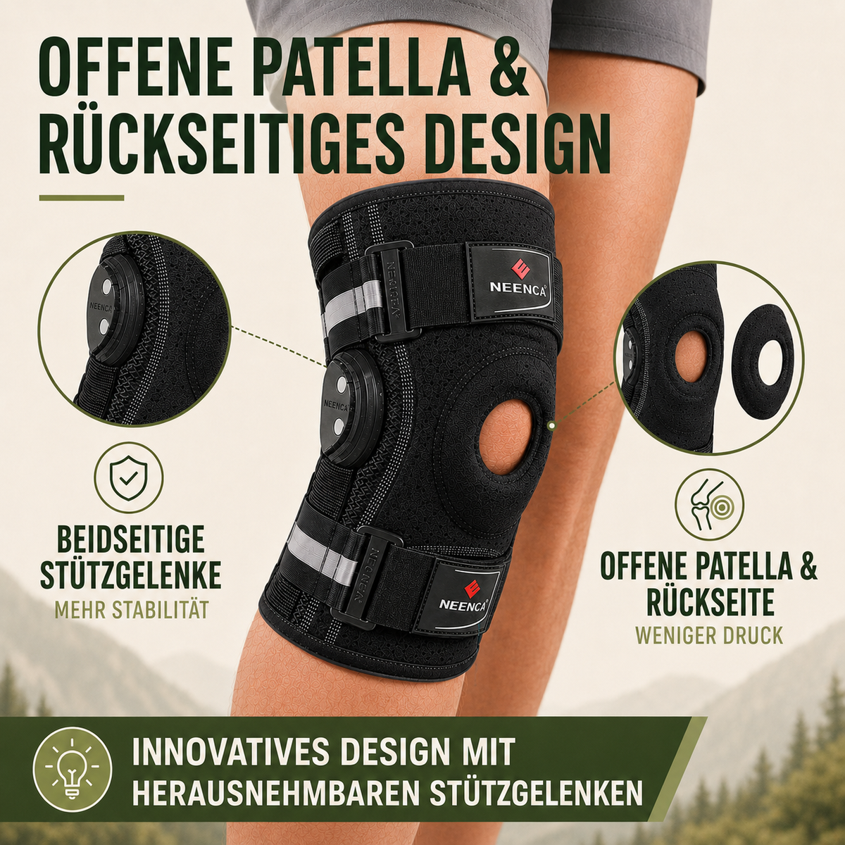 Hinged Knee Brace with Dual Side Stabilizers & Adjustable Straps for Pain Relief, Sports & Recovery Support | Thomler