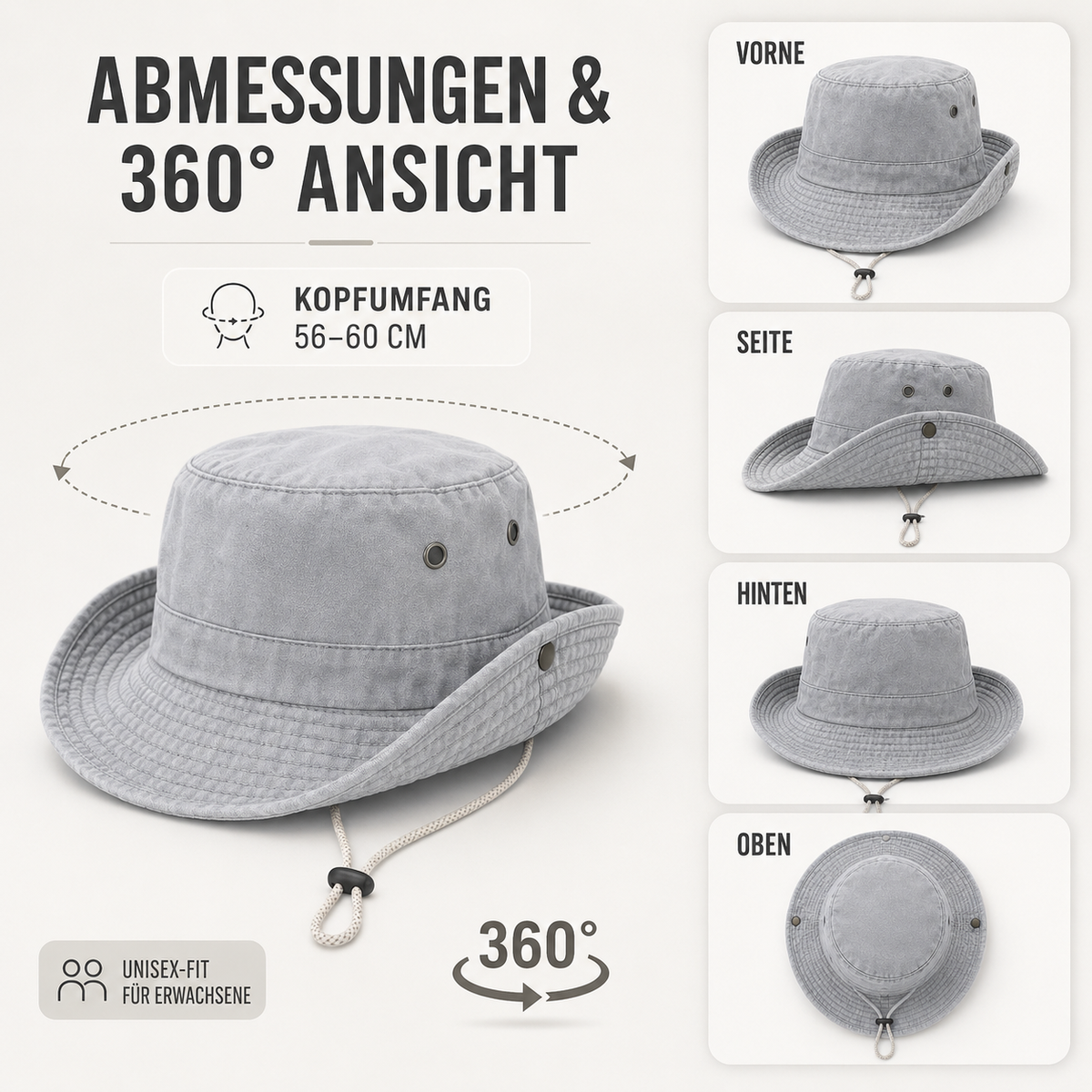 Unisex Cotton Bucket Hat – All-Season Sun Shade for Men & Women, Lightweight Travel & Outdoor Headwear in Classic Colors | Thomler