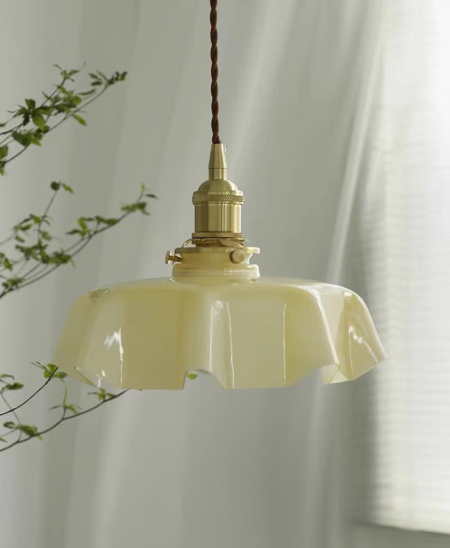 Ceramic Pendant Light 9.8 in x 5.1 in Adjustable Ceiling Indoor White Beige Pink Blue Vintage Lampshade | Thomler