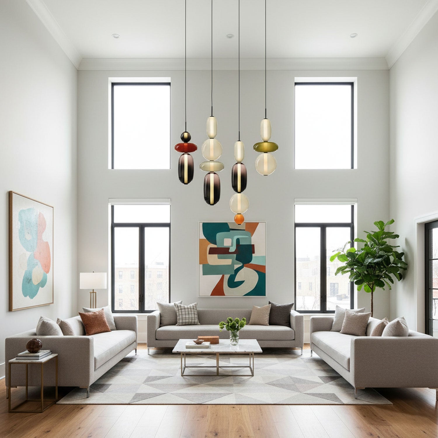 Candied Glass Pendant Light 19.7 in LED Ceiling Fixture Multi-Color Indoor Dining Room Hanging Lamp | Thomler