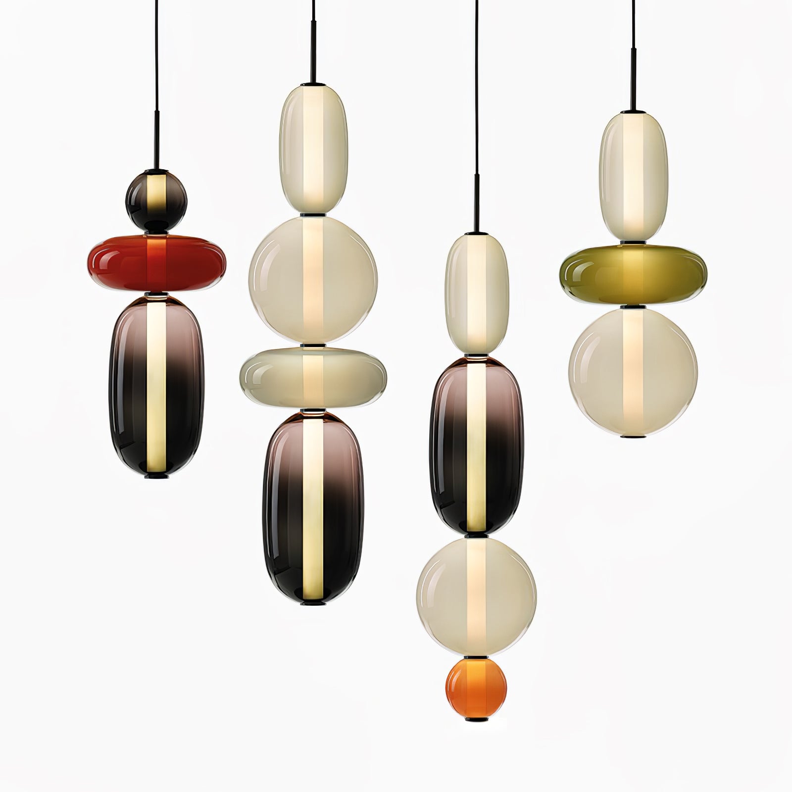 Candied Glass Pendant Light 19.7 in LED Ceiling Fixture Multi-Color Indoor Dining Room Hanging Lamp | Thomler