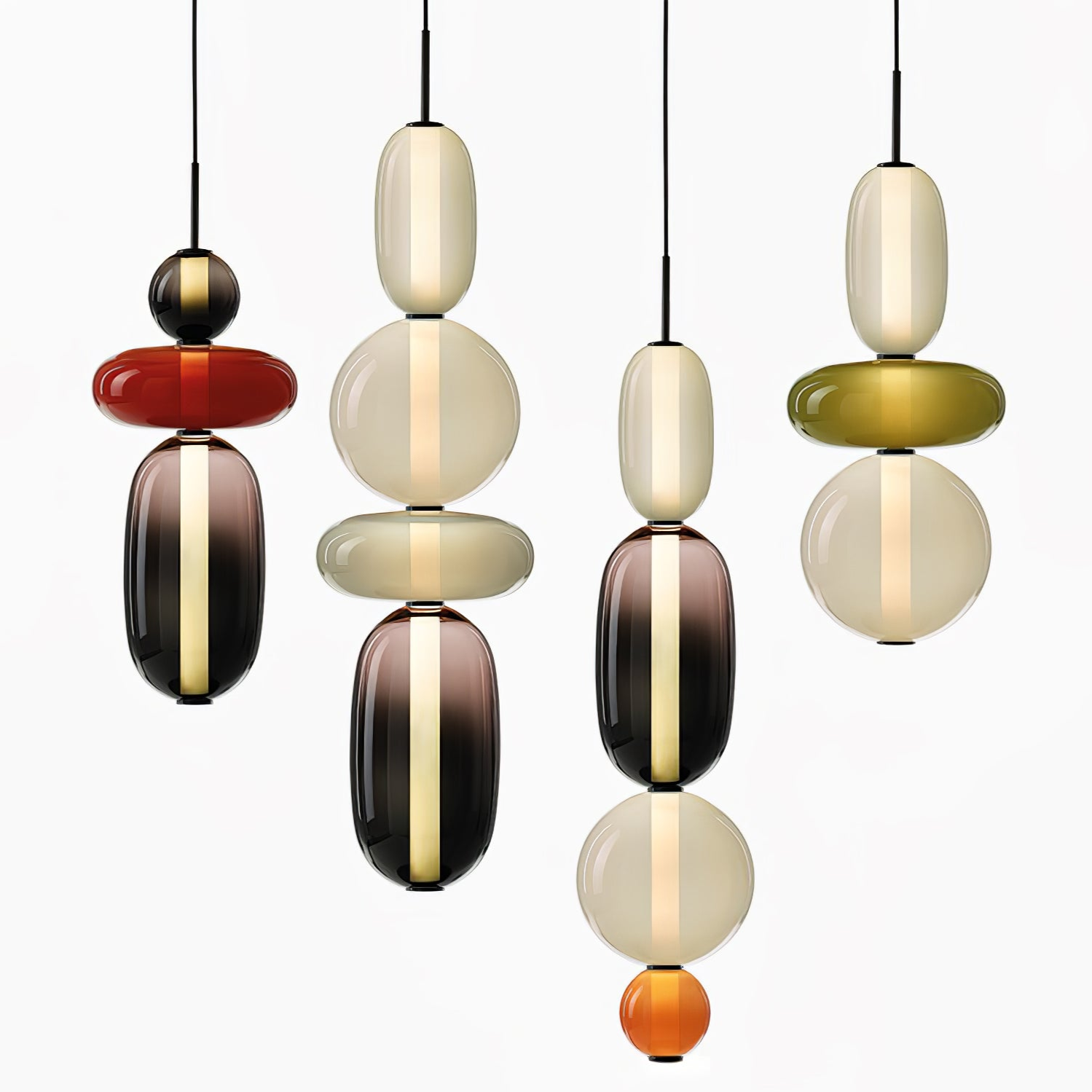 Pendant Light Glass Integrated LED 18.0 cm Colourful Dining Room Living Room Dimmable Hanging Ceiling Lamp Adjustable Suspension | Thomler