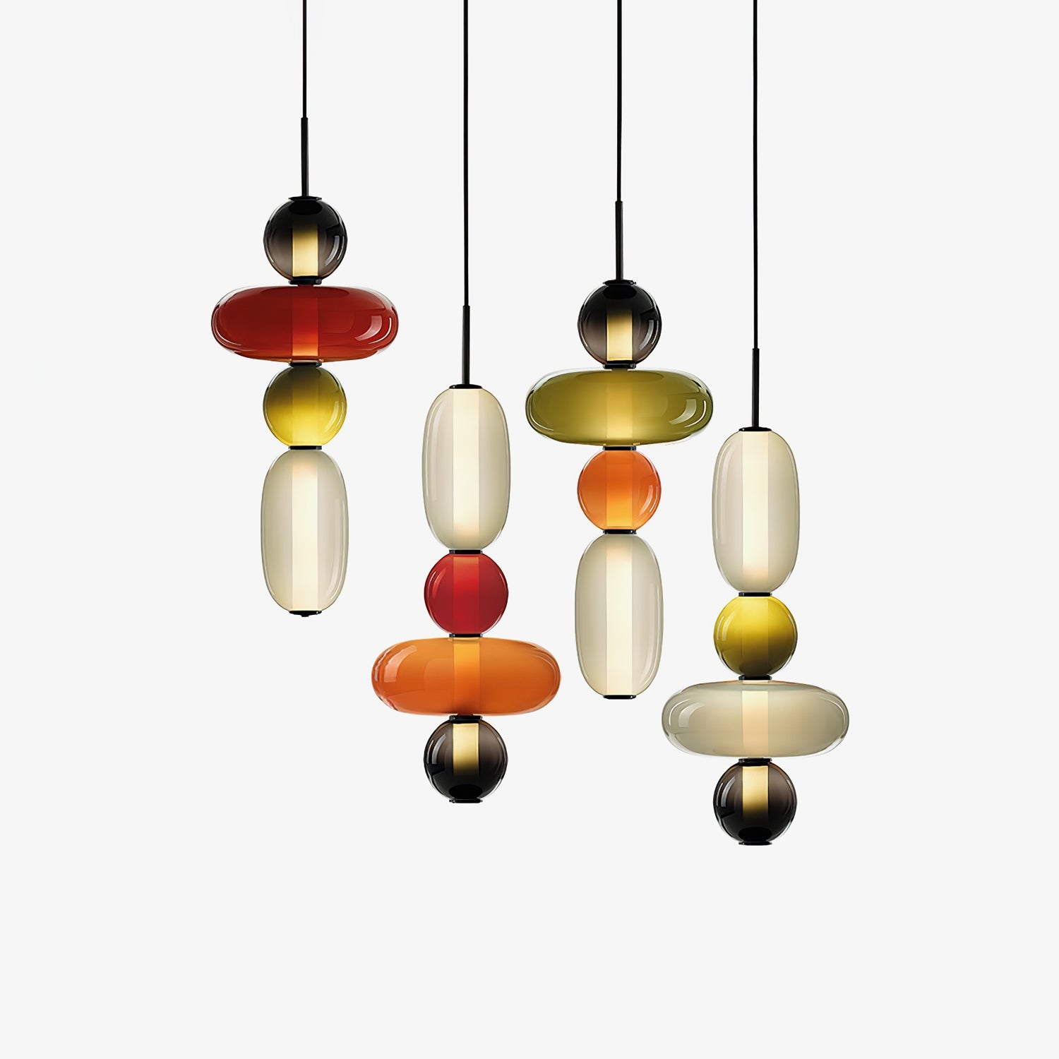 Candied Glass Pendant Light 19.7 in LED Ceiling Fixture Multi-Color Indoor Dining Room Hanging Lamp | Thomler