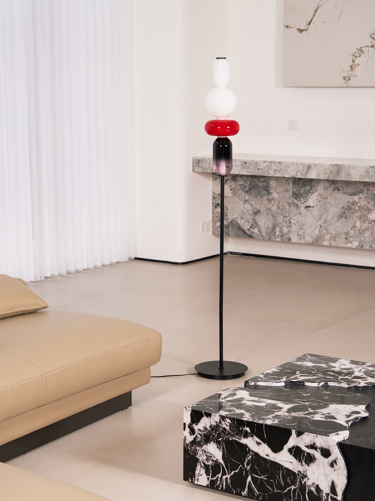 Floor Lamp Metal Glass Acrylic 51.2 in Adjustable Indoor Living Room Lighting Modern Home Decor | Thomler