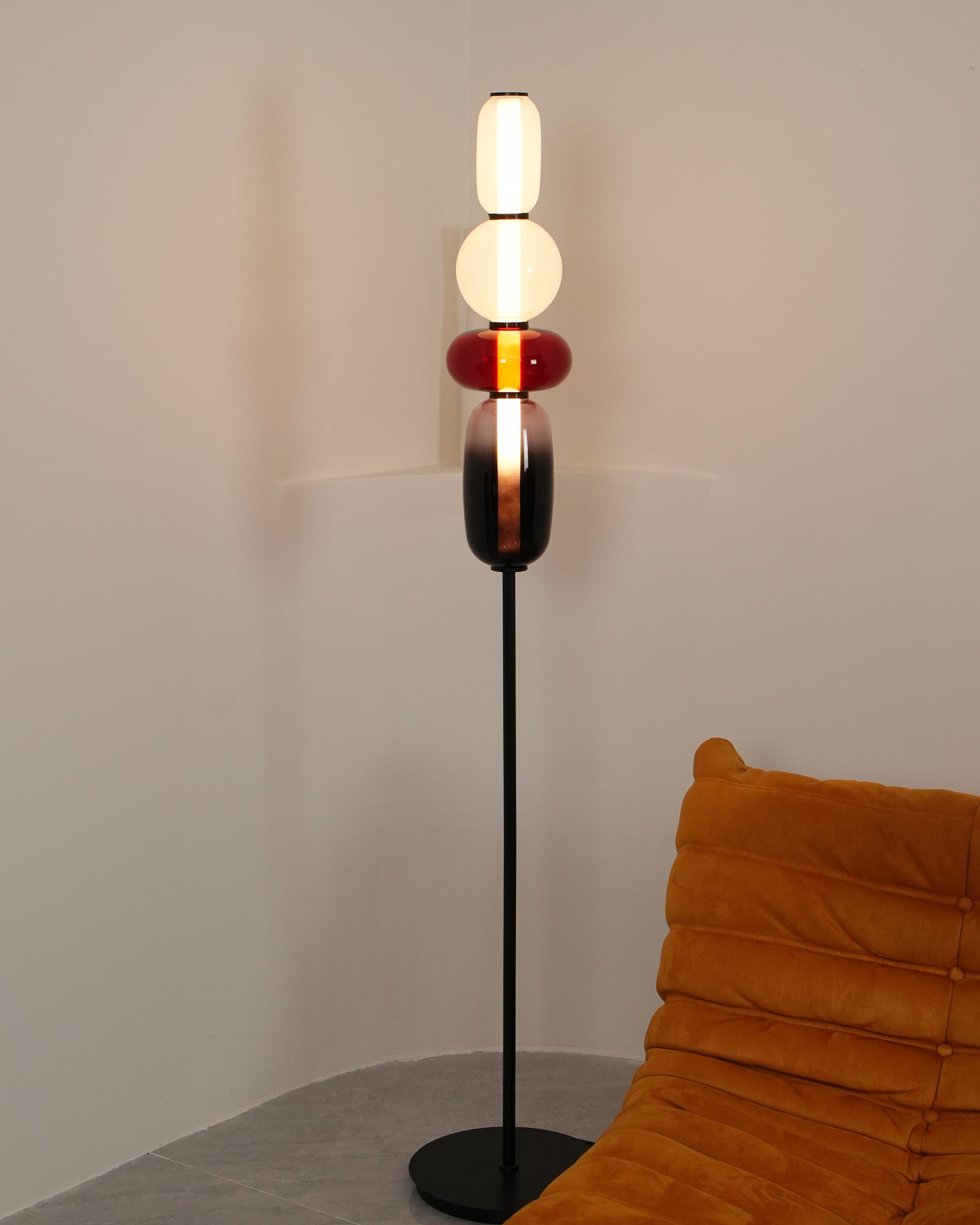Floor Lamp Metal Glass Acrylic 51.2 in Adjustable Indoor Living Room Lighting Modern Home Decor | Thomler