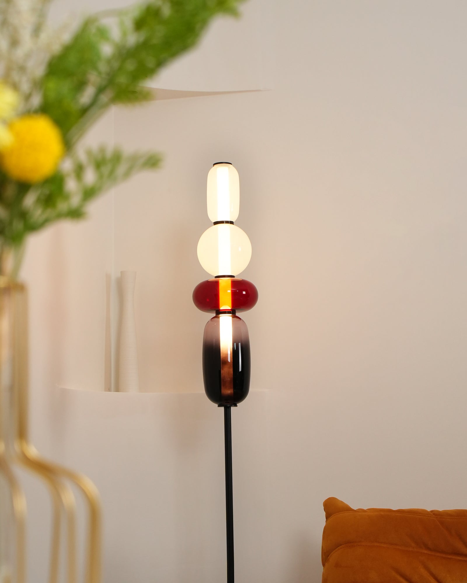 Floor Lamp Metal Glass Acrylic 51.2 in Adjustable Indoor Living Room Lighting Modern Home Decor | Thomler