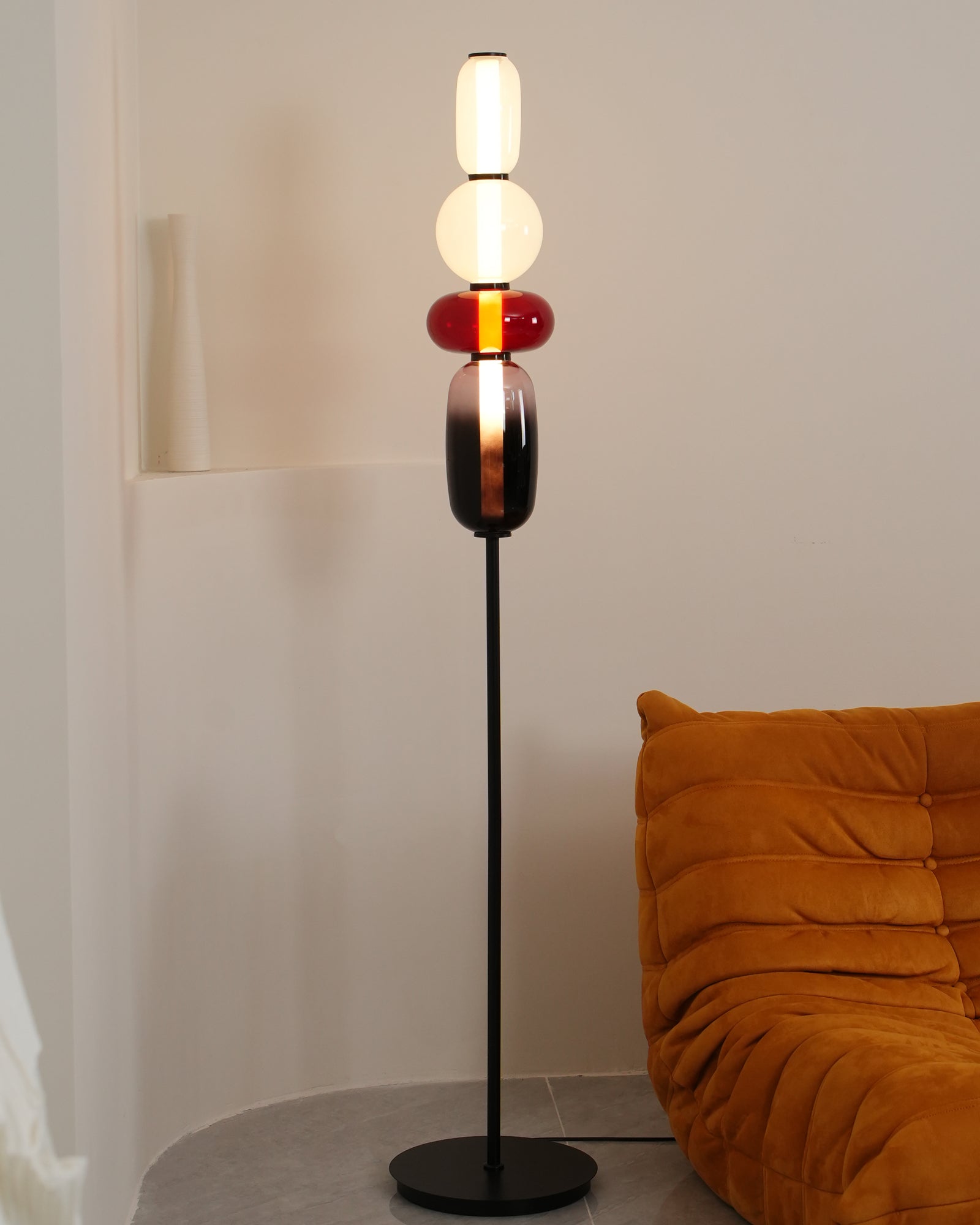 Floor Lamp Metal Glass Acrylic 51.2 in Adjustable Indoor Living Room Lighting Modern Home Decor | Thomler