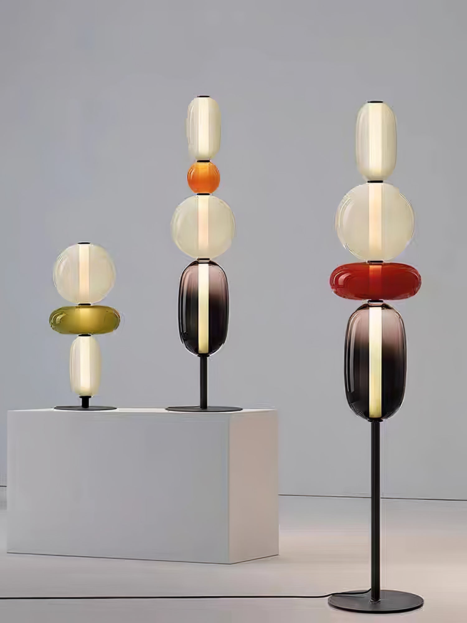 Floor Lamp Metal Glass Acrylic 51.2 in Adjustable Indoor Living Room Lighting Modern Home Decor | Thomler