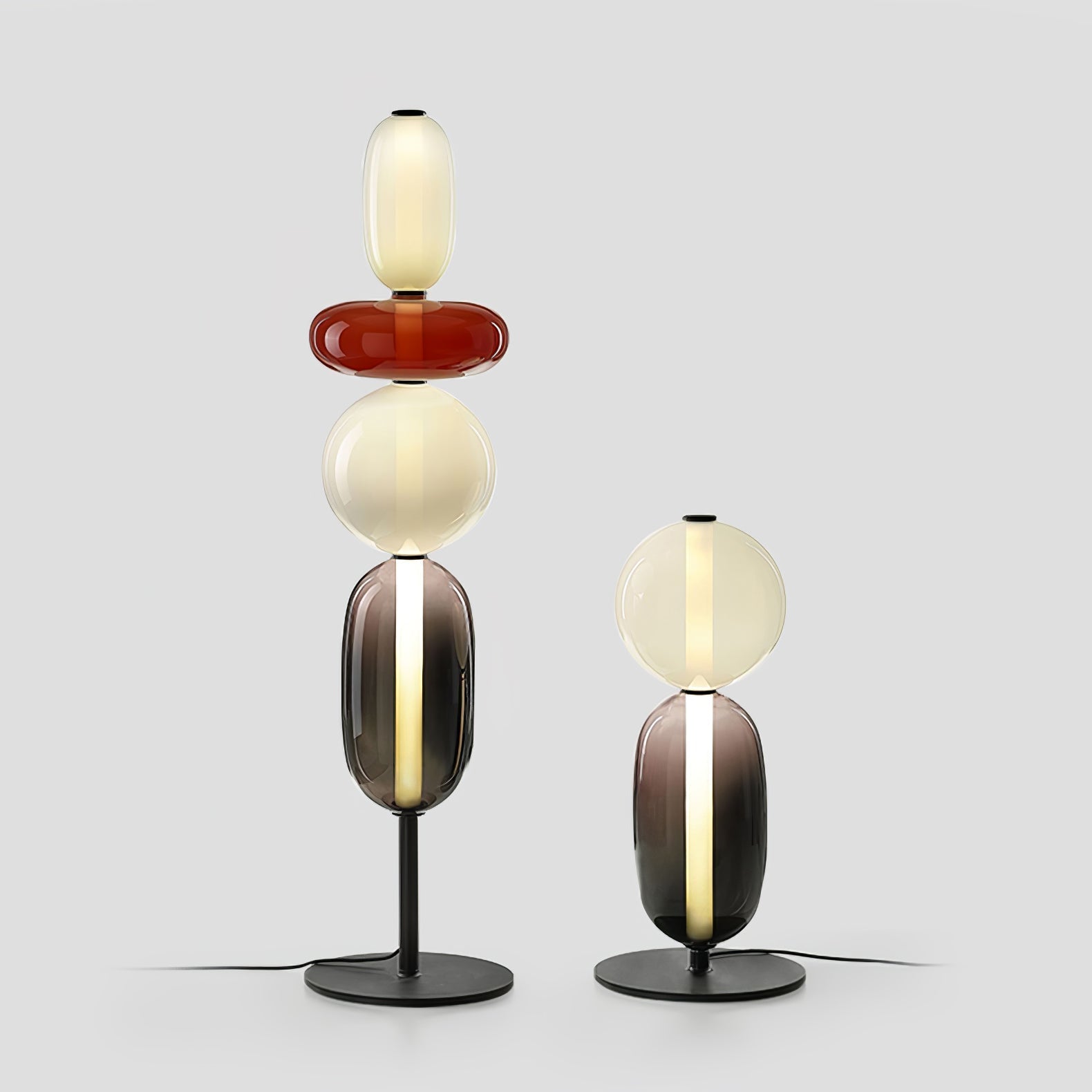 Floor Lamp Hand Blown Glass LED 160.0 cm Red White Black Living Room Decorative Standing Light Modern Sculptural Accent | Thomler