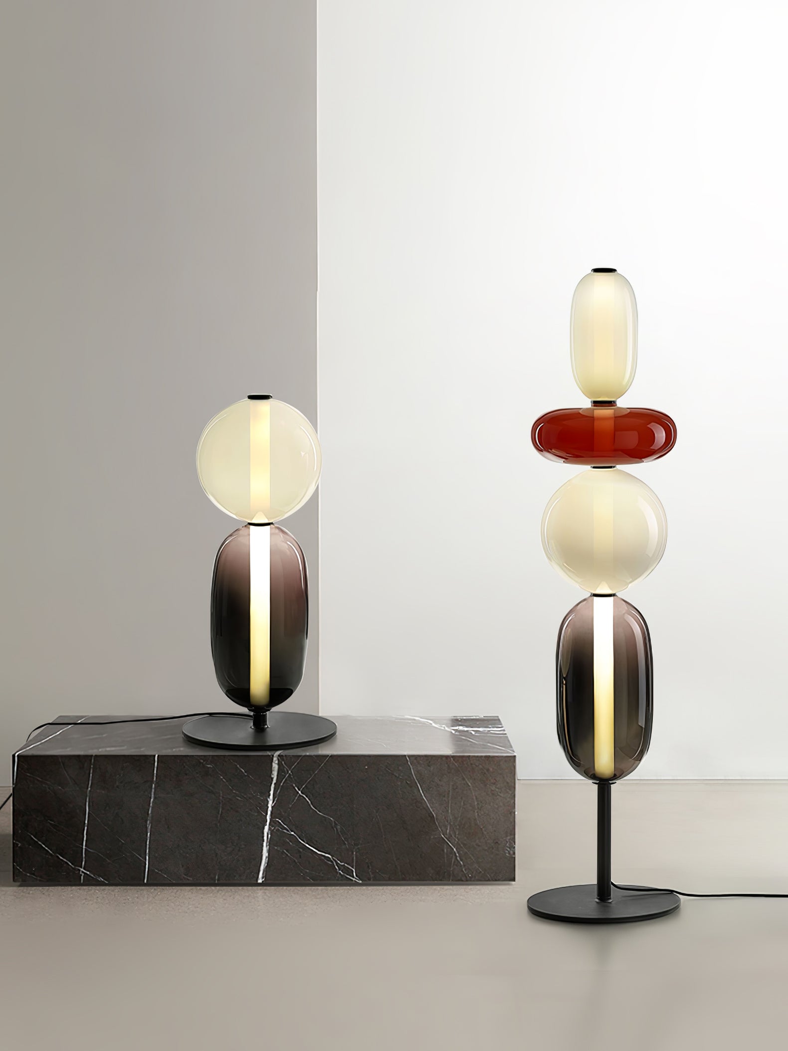 Floor Lamp Metal Glass Acrylic 51.2 in Adjustable Indoor Living Room Lighting Modern Home Decor | Thomler