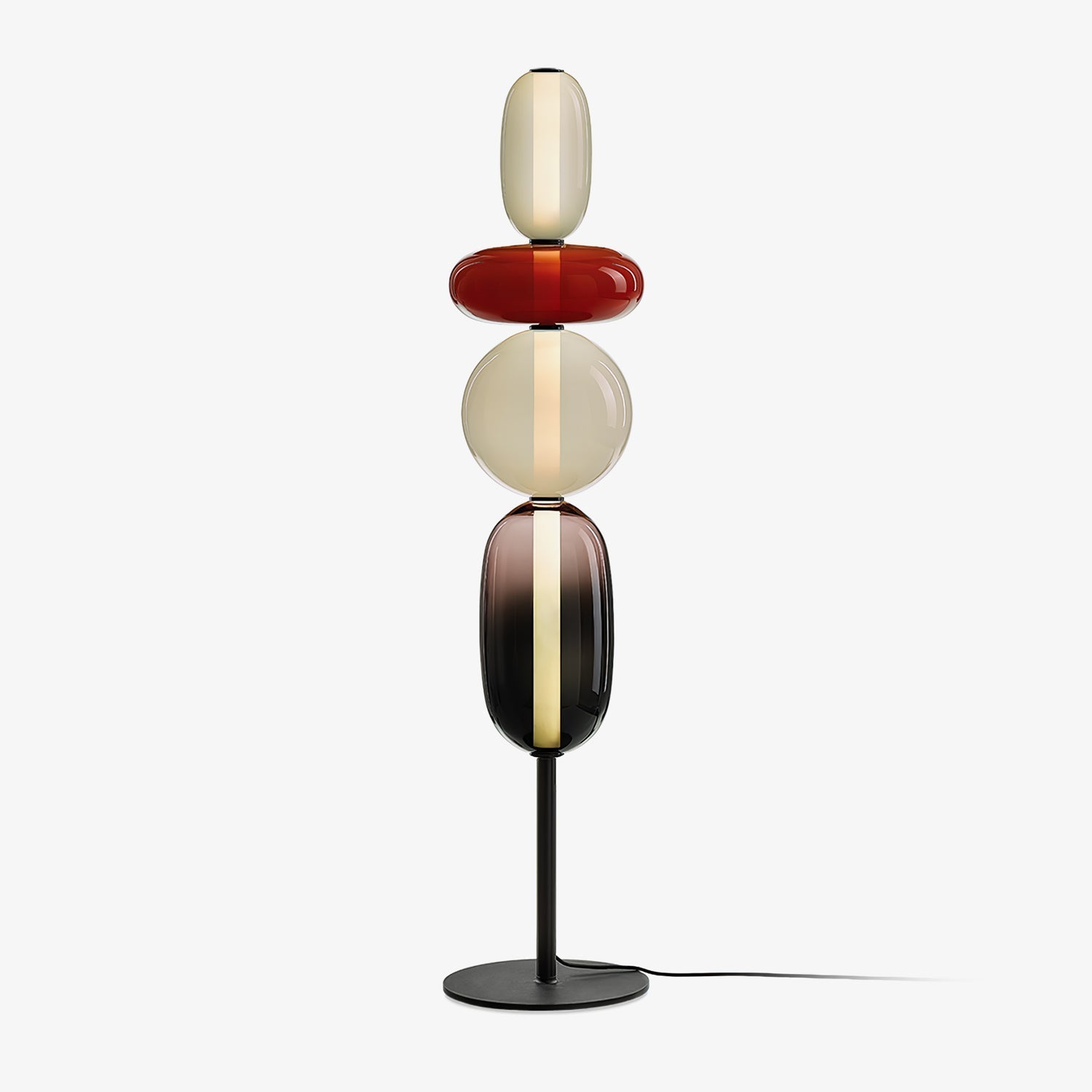 Floor Lamp Hand Blown Glass LED 160.0 cm Red White Black Living Room Decorative Standing Light Modern Sculptural Accent | Thomler