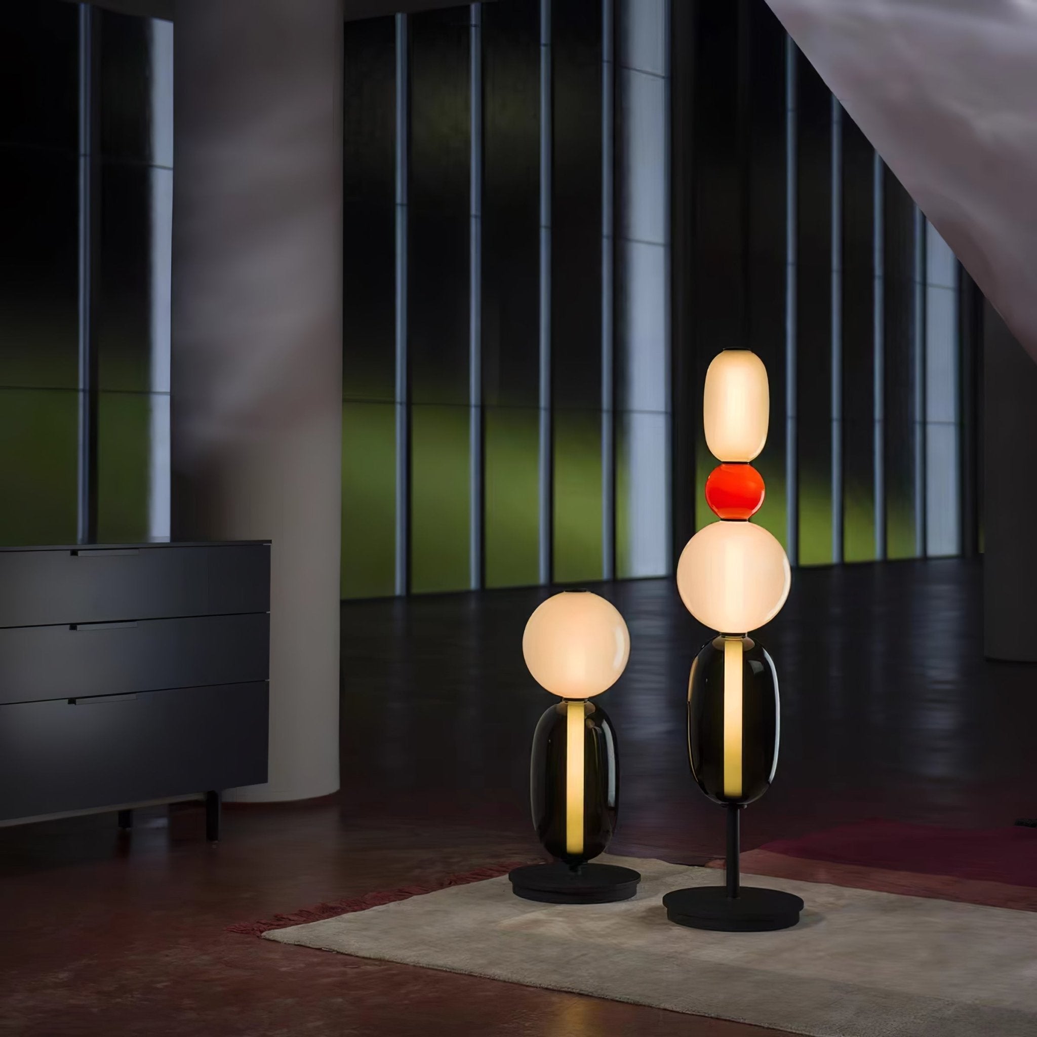 Floor Lamp Hand Blown Glass LED 160.0 cm Red White Black Living Room Decorative Standing Light Modern Sculptural Accent | Thomler