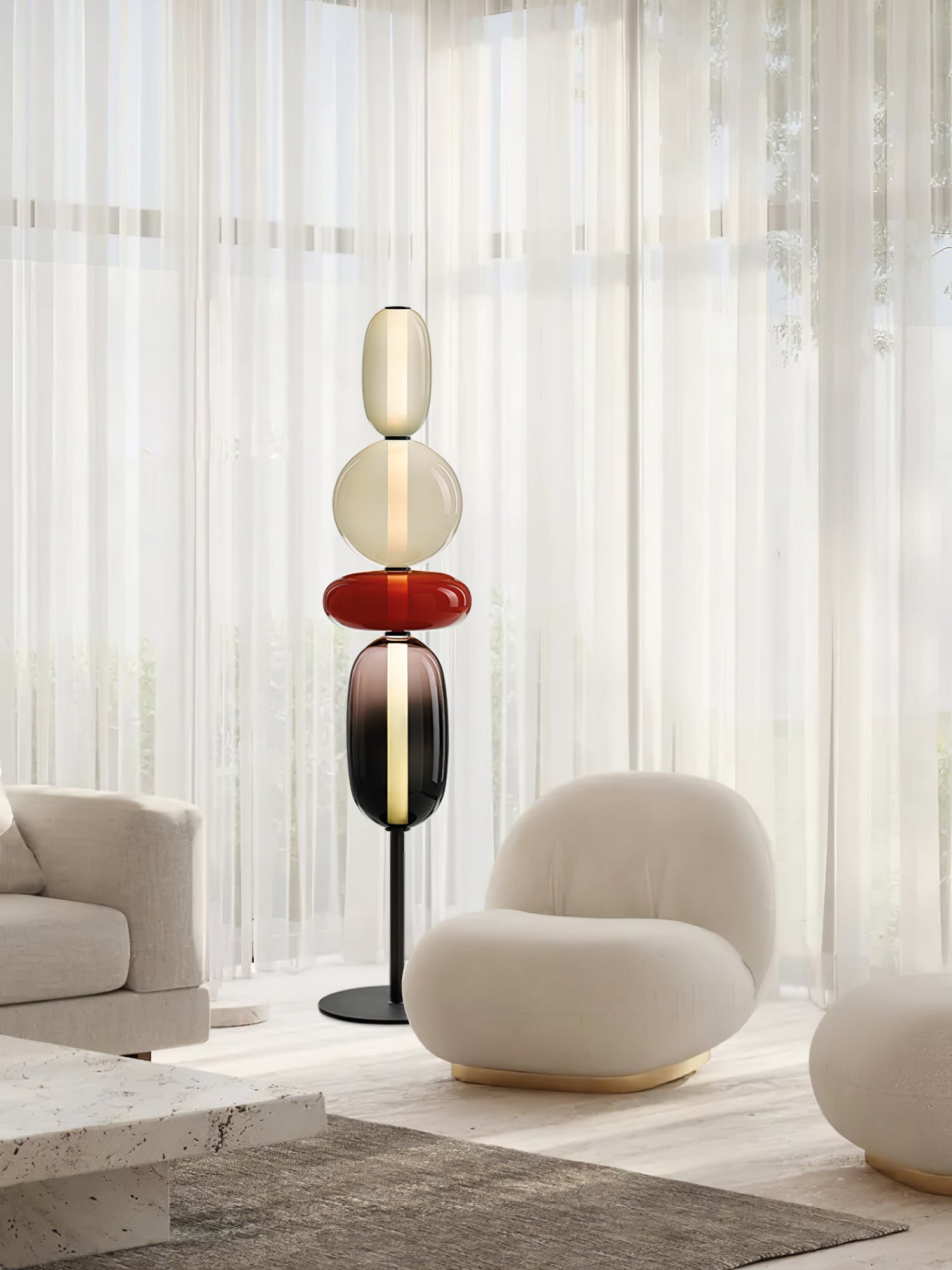 Floor Lamp Metal Glass Acrylic 51.2 in Adjustable Indoor Living Room Lighting Modern Home Decor | Thomler