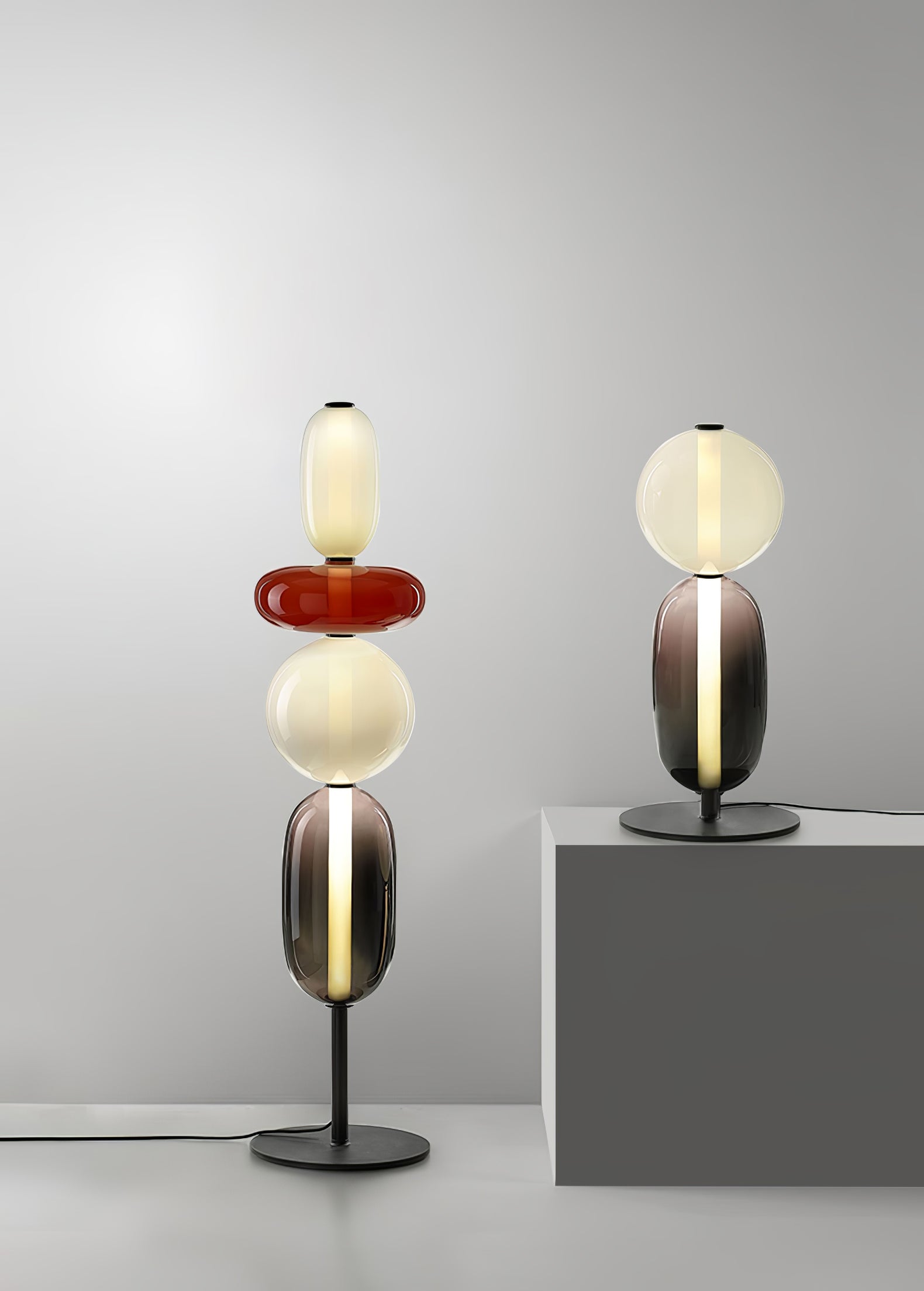 Floor Lamp Metal Glass Acrylic 51.2 in Adjustable Indoor Living Room Lighting Modern Home Decor | Thomler