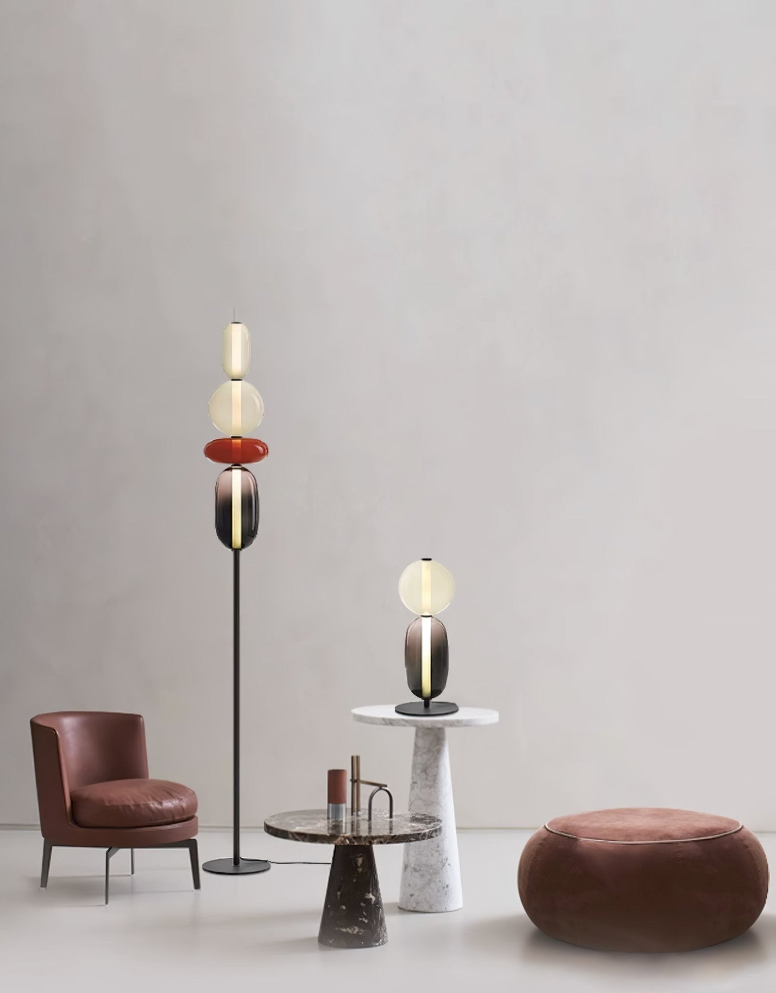 Floor Lamp Metal Glass Acrylic 51.2 in Adjustable Indoor Living Room Lighting Modern Home Decor | Thomler