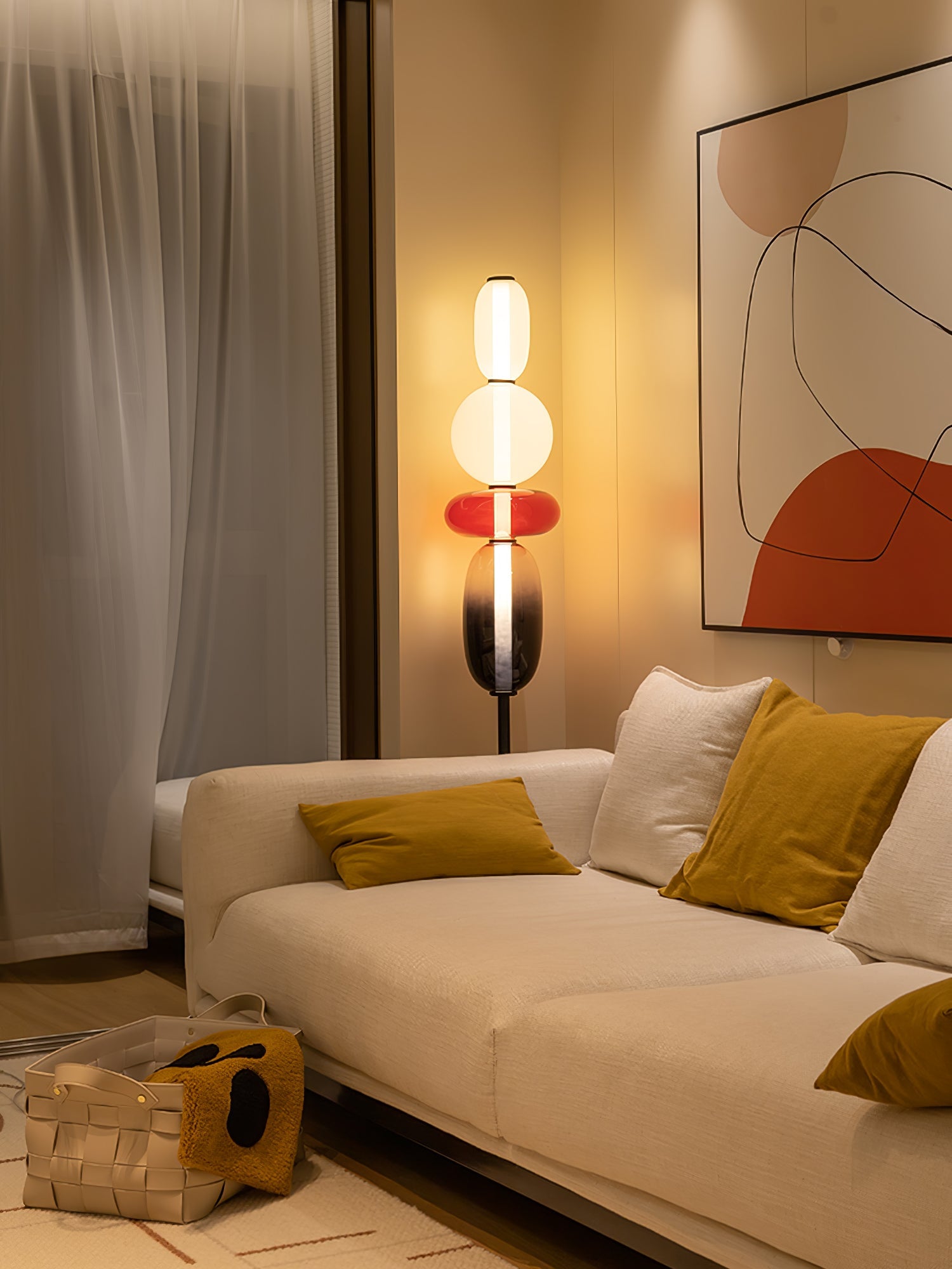 Floor Lamp Metal Glass Acrylic 51.2 in Adjustable Indoor Living Room Lighting Modern Home Decor | Thomler