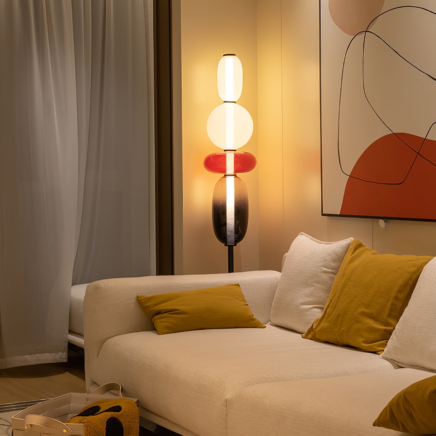Floor Lamp Metal Glass Acrylic 51.2 in Adjustable Indoor Living Room Lighting Modern Home Decor | Thomler