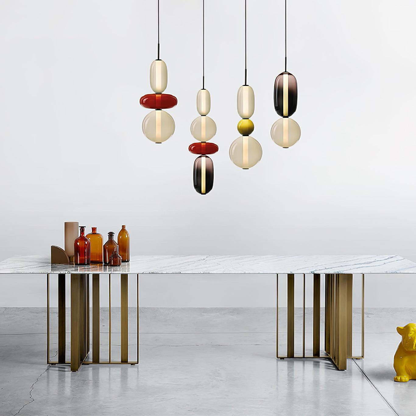 Candied Glass Pendant Light 19.7 in LED Ceiling Fixture Multi-Color Indoor Dining Room Hanging Lamp | Thomler