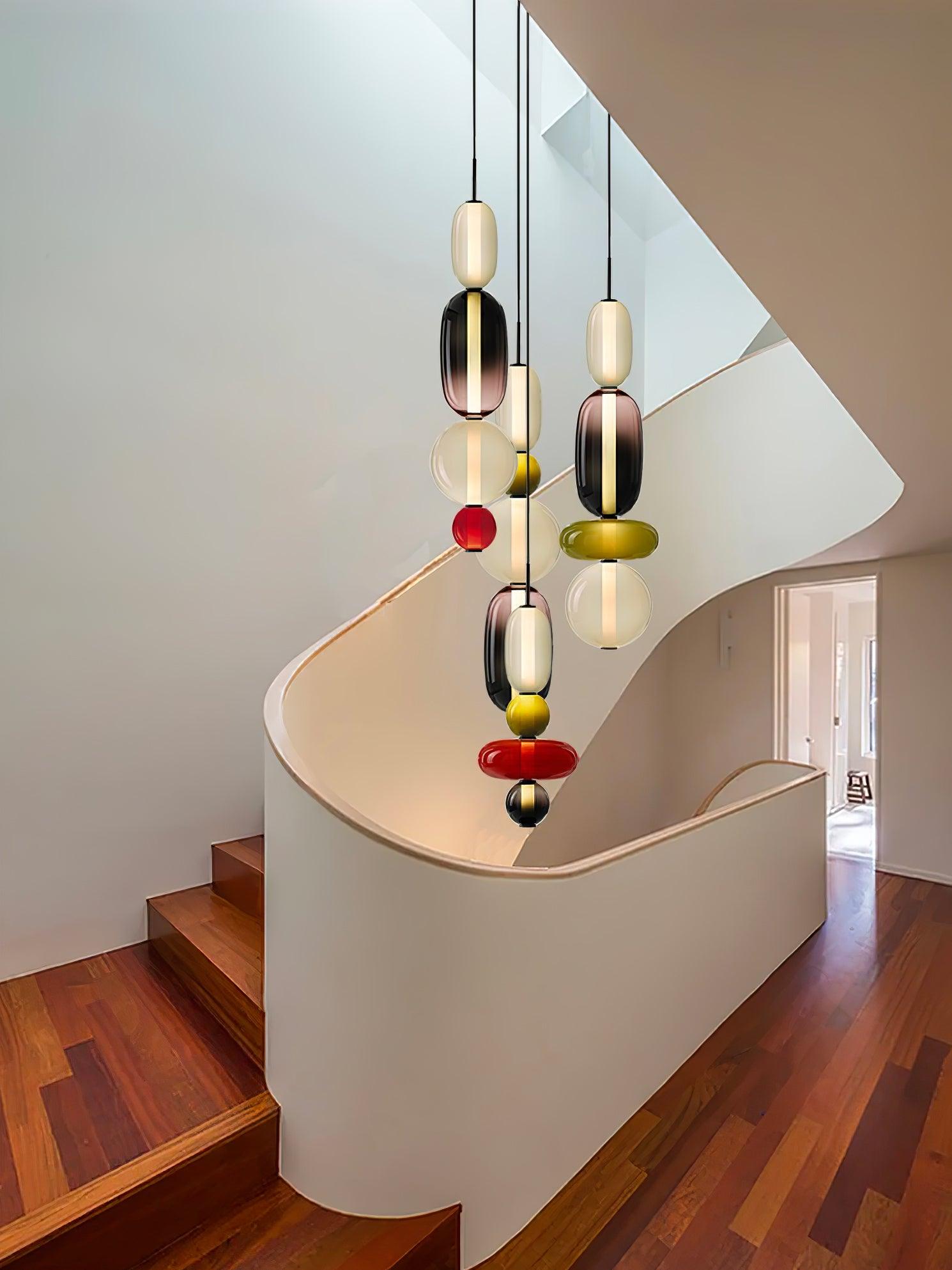 Candied Glass Pendant Light 19.7 in LED Ceiling Fixture Multi-Color Indoor Dining Room Hanging Lamp | Thomler