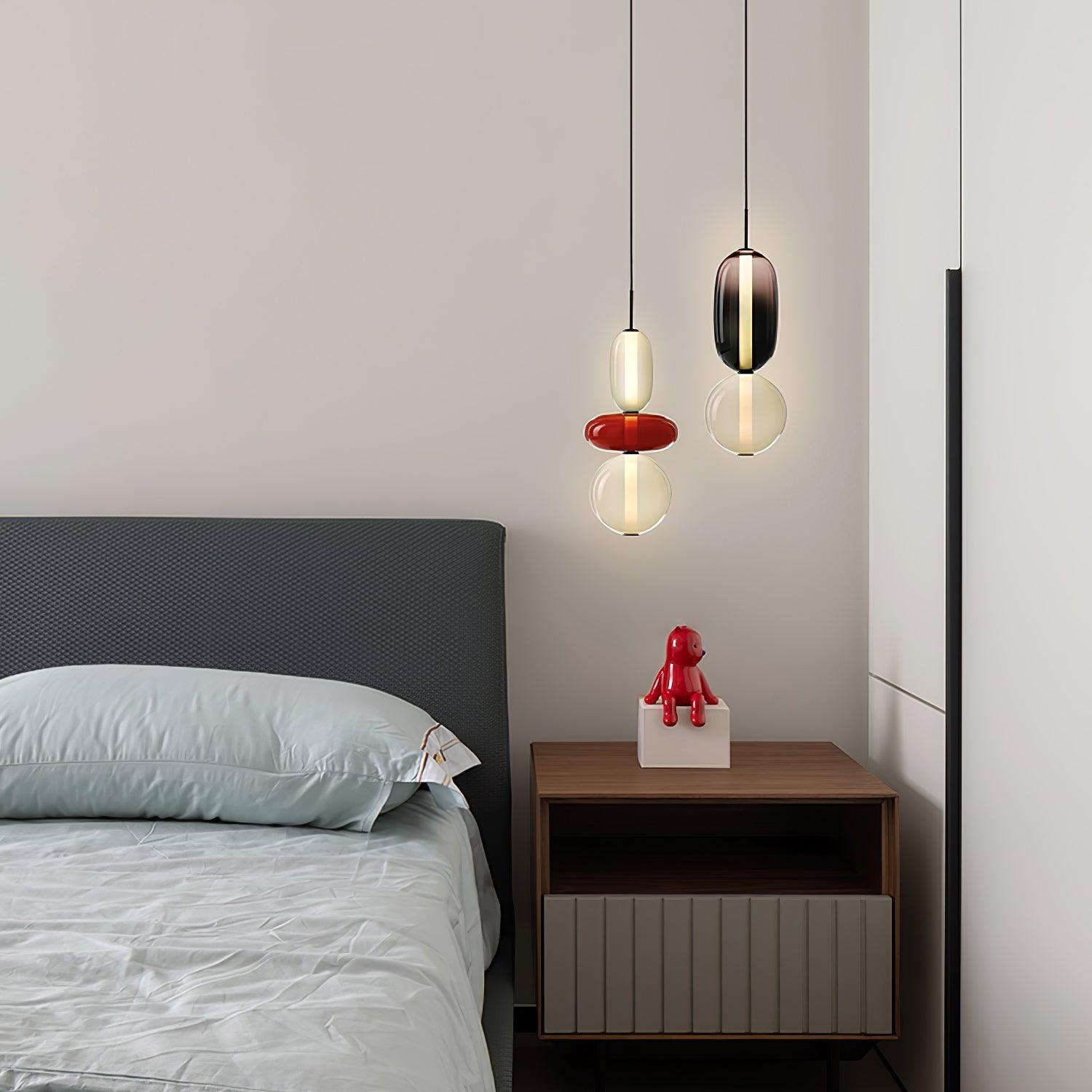 Pendant Light Glass Integrated LED 18.0 cm Colourful Dining Room Living Room Dimmable Hanging Ceiling Lamp Adjustable Suspension | Thomler
