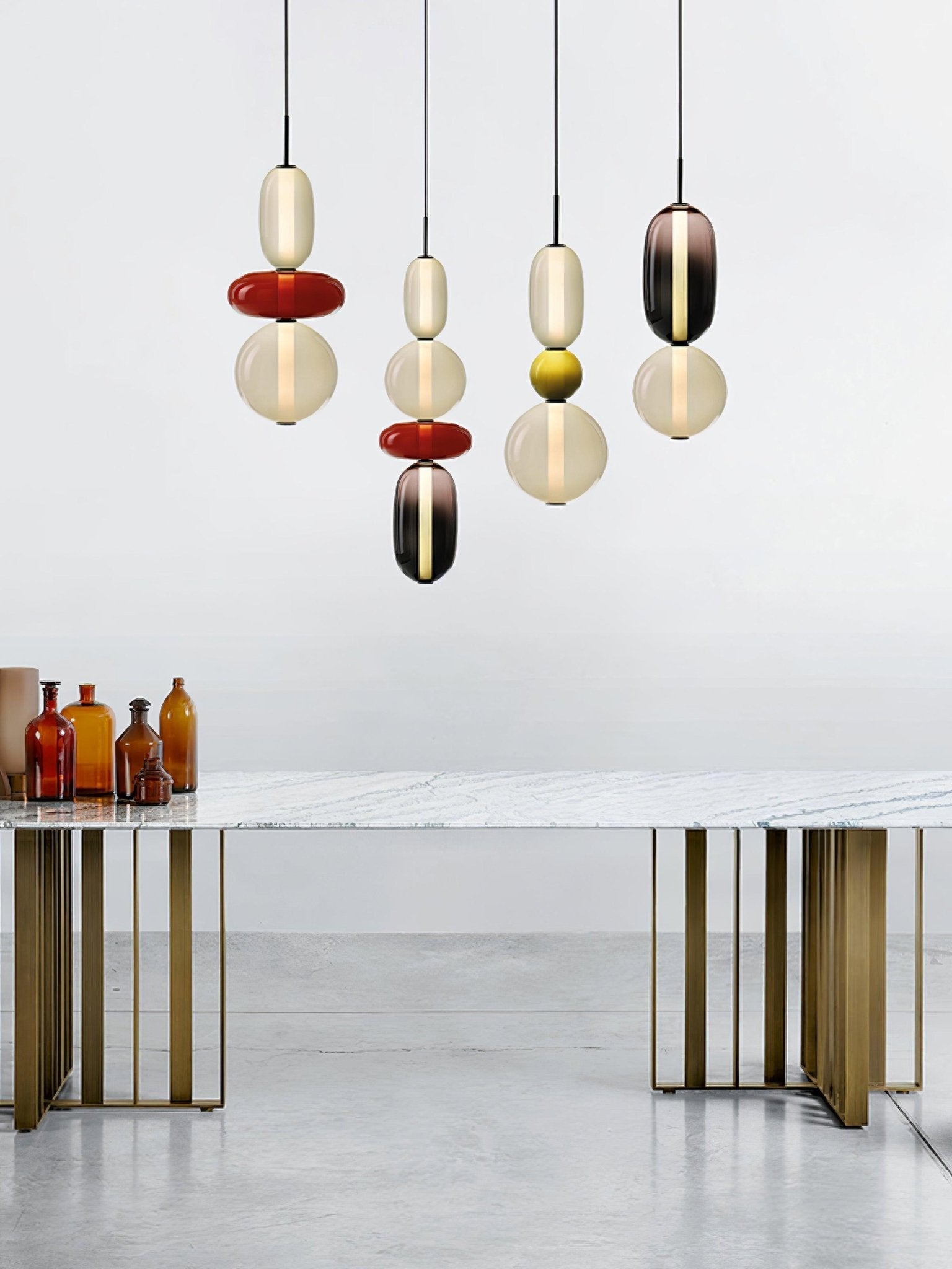 Pendant Light Glass Integrated LED 18.0 cm Colourful Dining Room Living Room Dimmable Hanging Ceiling Lamp Adjustable Suspension | Thomler